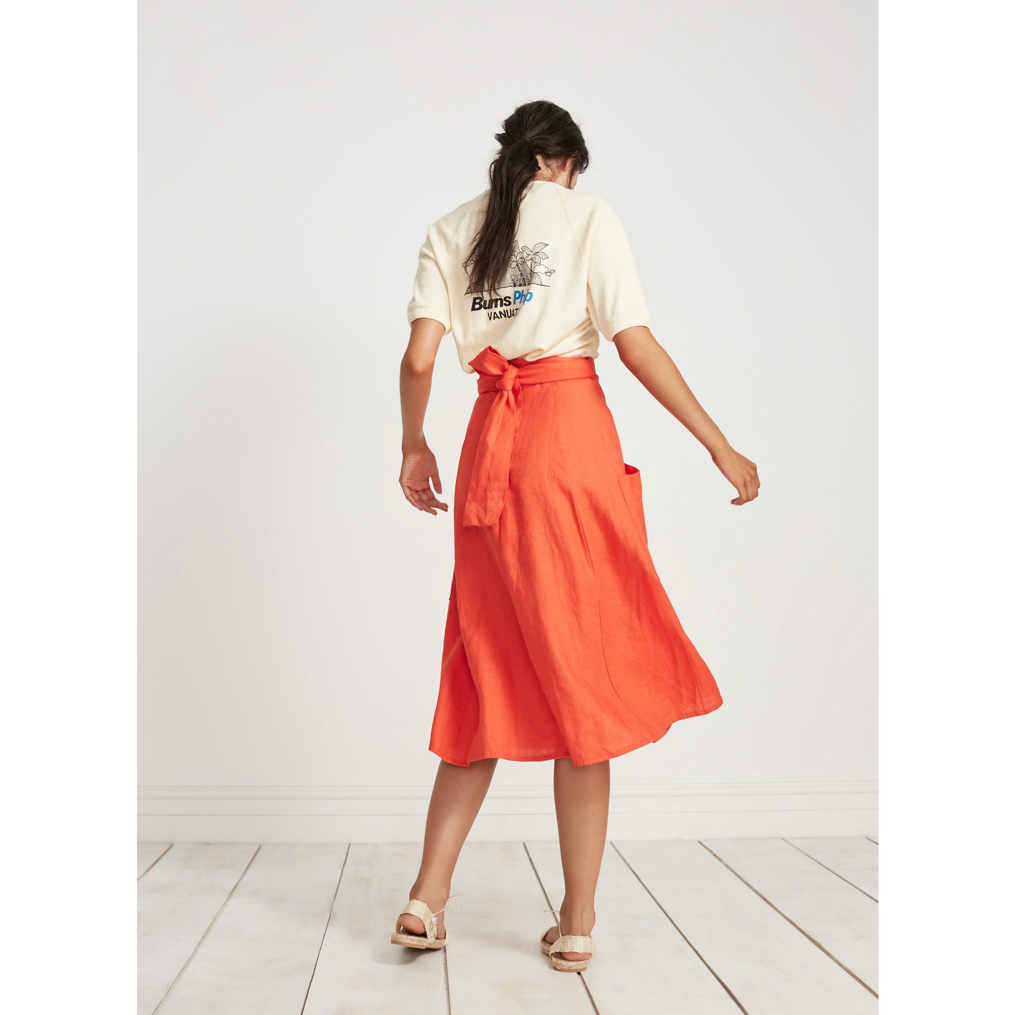 Faithfull The Brand Gonzales skirt plain tangerine Garmentory