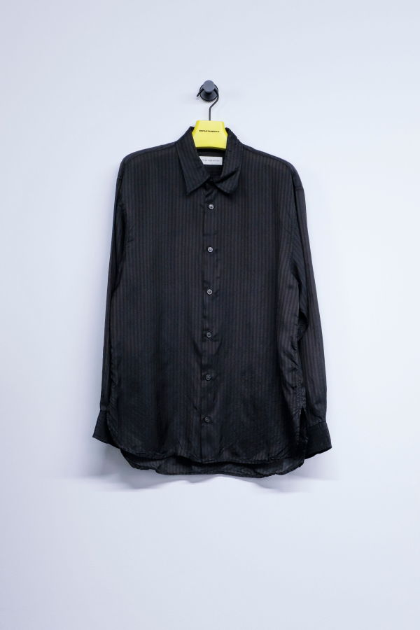 Dries Van Noten Stripe Cupro Croom Shirt - Dark Brown