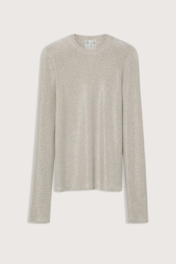 Forte Forte Lurex Jersey Crew Neck Top - Moon