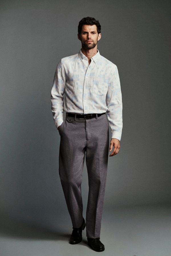 Billy Reid Ombre Tuscumbia Shirt - Heritage Blue Multi