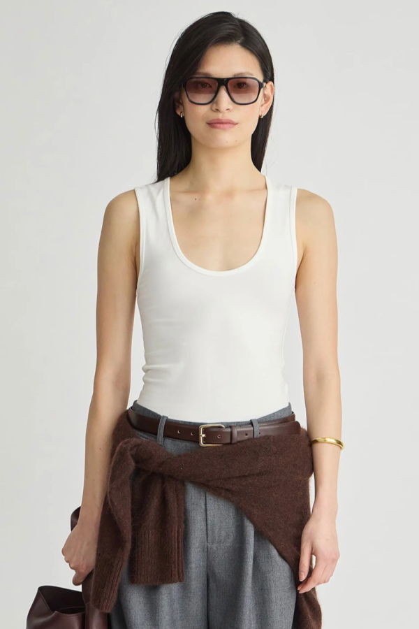 Apiece Apart Uri Low-Cut Tank - Cream