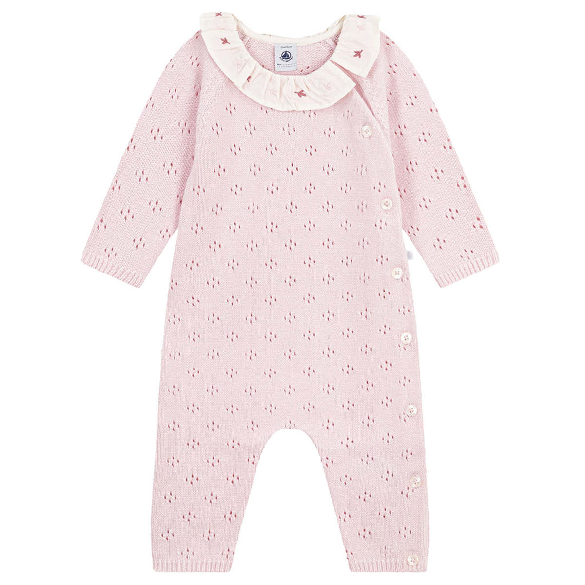 KIDS Petit Bateau Baby Knit Jumpsuit - Barely Pink - Image 1 of 4