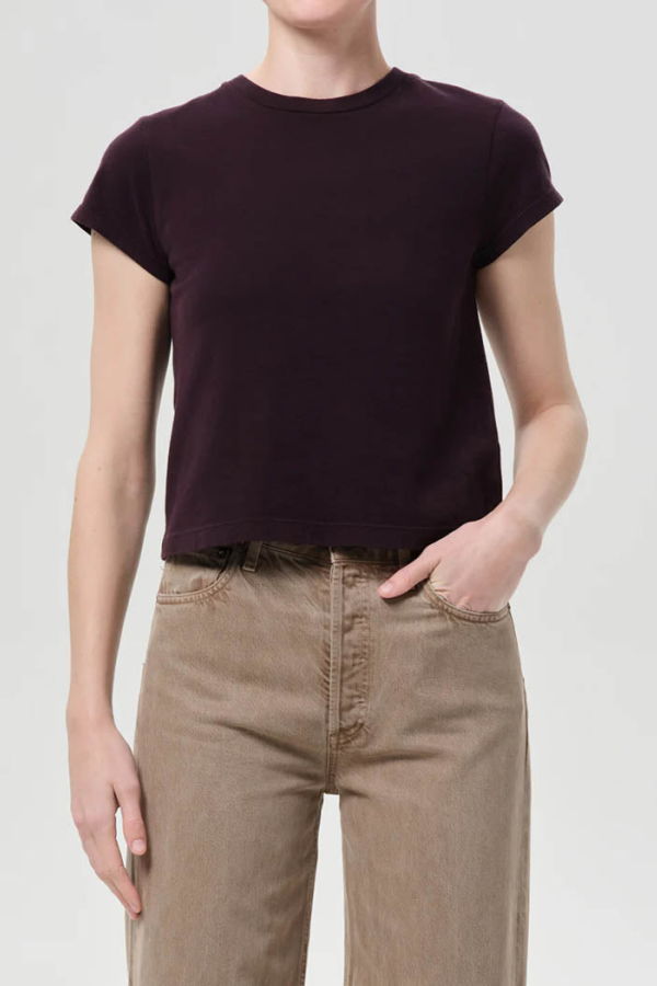 AGOLDE Adine Shrunken Tee - Eggplant