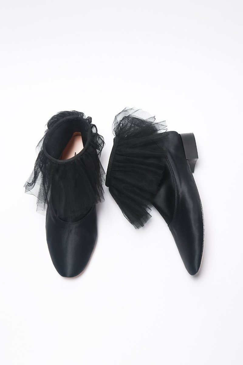 Repetto Judith Satin/Tulle Bootie - Black