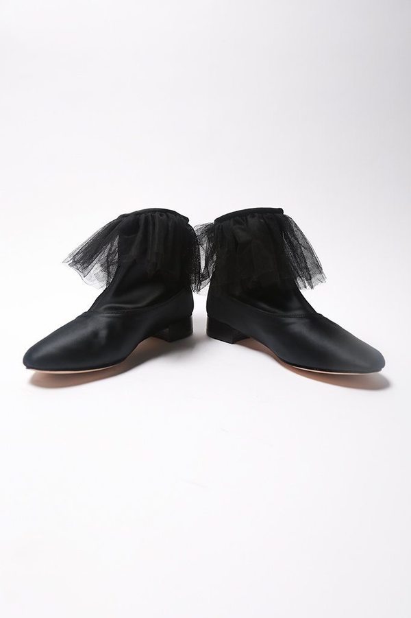 Repetto Judith Satin/Tulle Bootie - Black