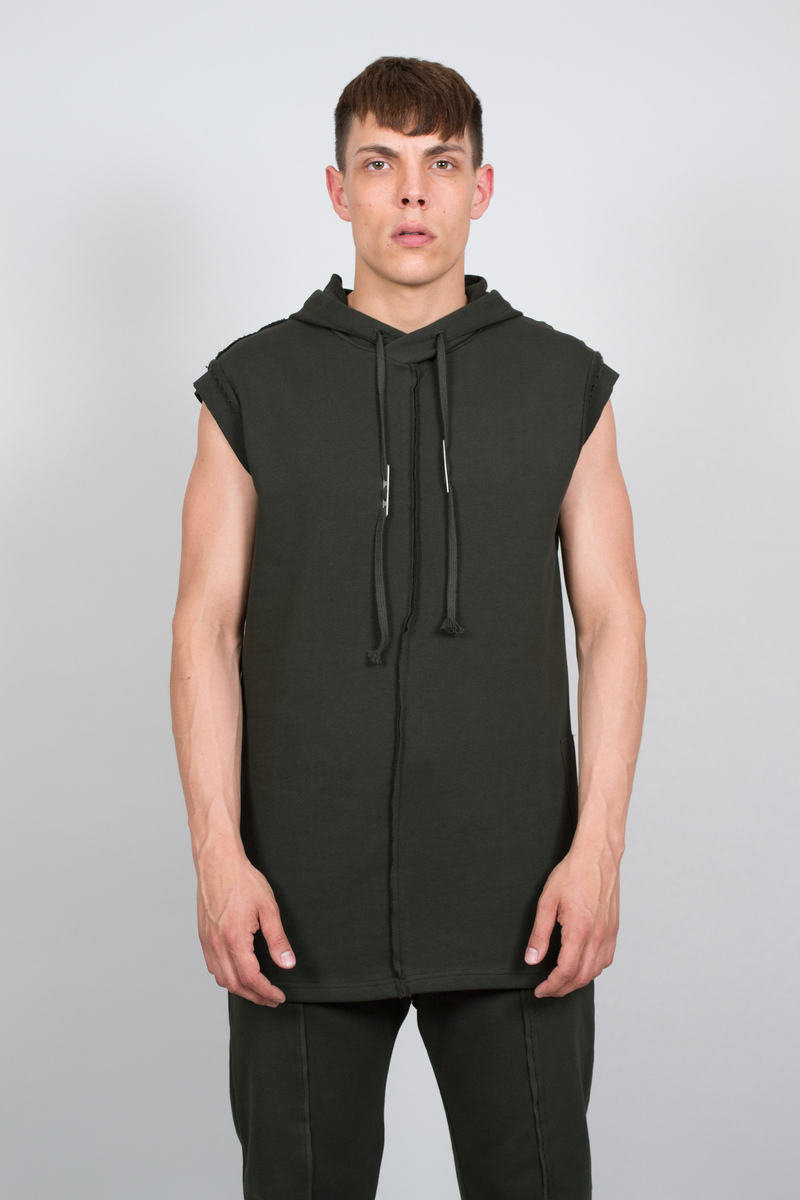 Damir Doma Wilson Sleeveless Hoodie - Dark Moss | Garmentory