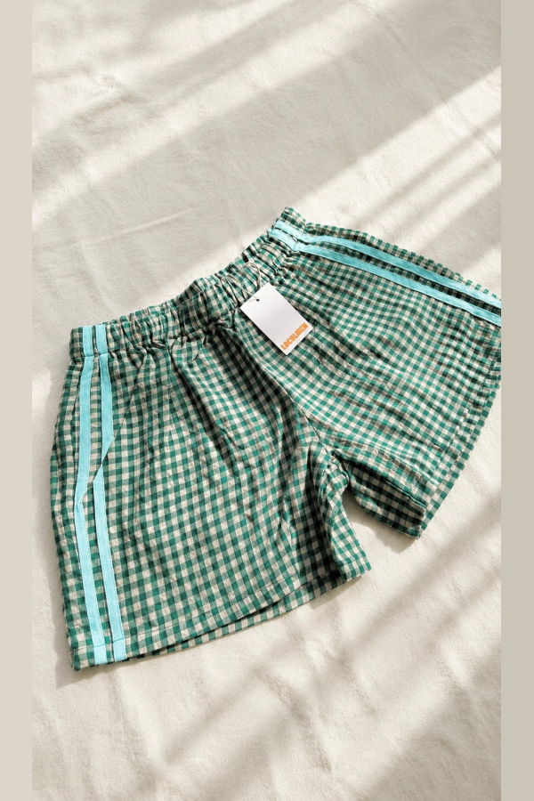 Loco Linen Linen Short - Green Check