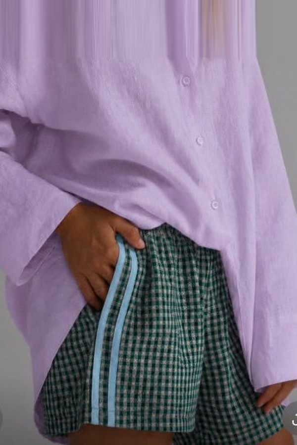 Loco Linen Linen Short - Green Check