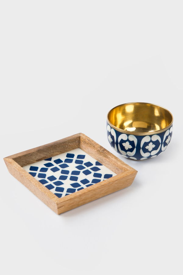 Mela Artisans Lattice Trinket Bowl & Tray Gift Box Set