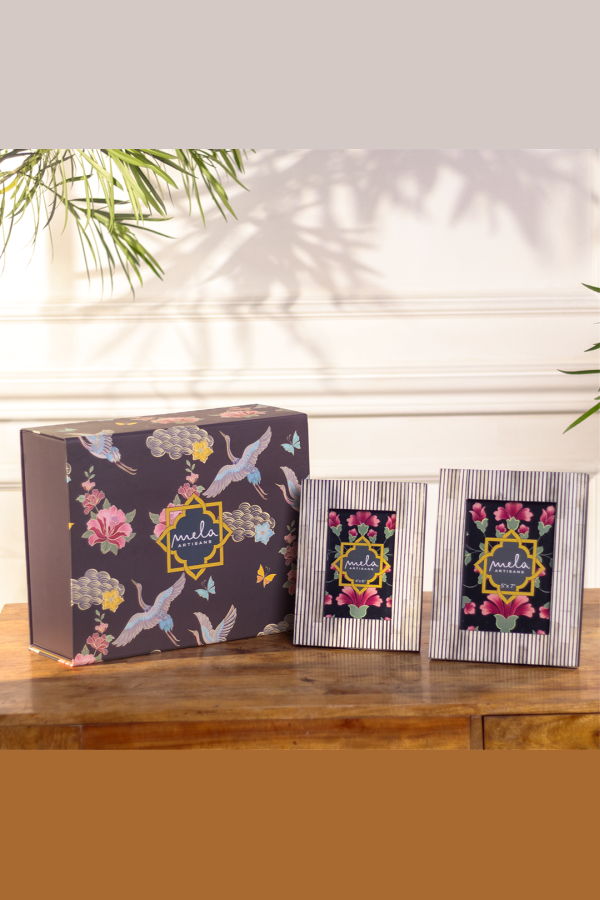 Mela Artisans Pinstripe Photo Frame Gift Box Set