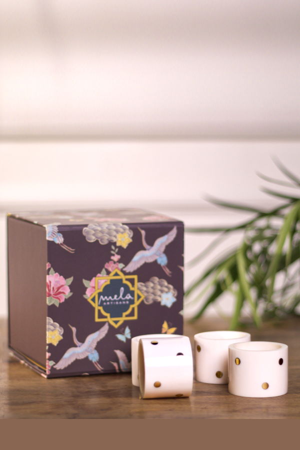 Mela Artisans Sitara Handcrafted Napkin Ring Gift Box Set