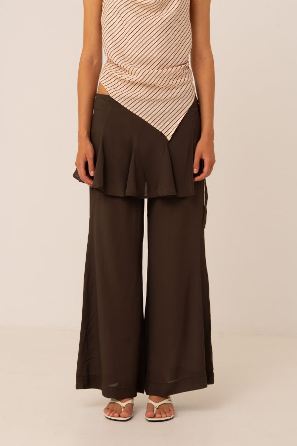 Carmen Says Pisco Flared Pants With Wrapped Skirt Details