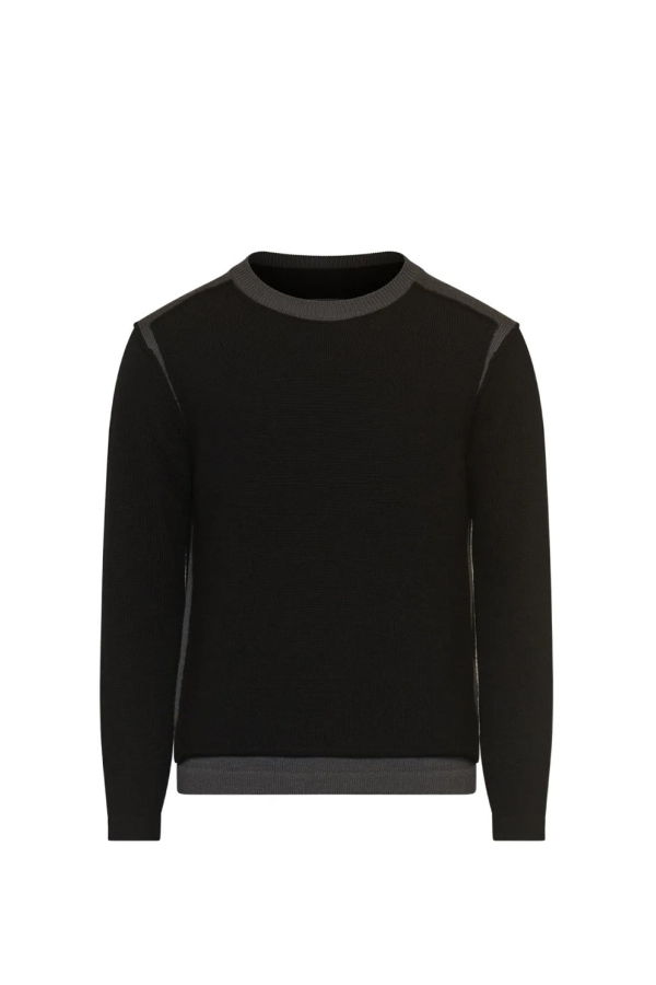 MM6 Maison Margiela Wool Crewneck Knit Sweater - Black / Dark Grey