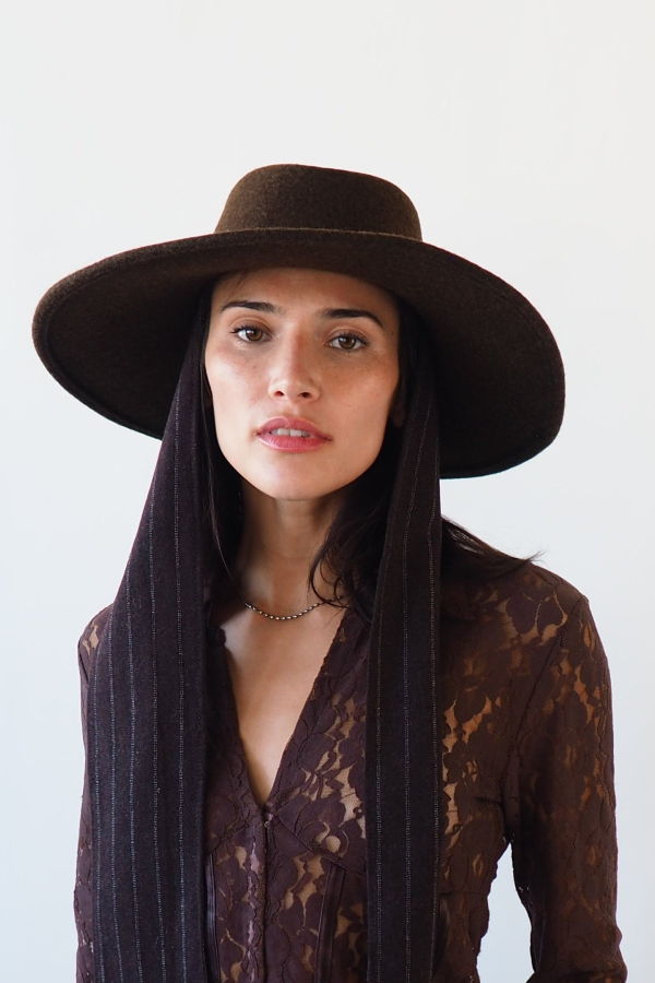 Clyde Dai Hat w. Scarves - Brown Melange