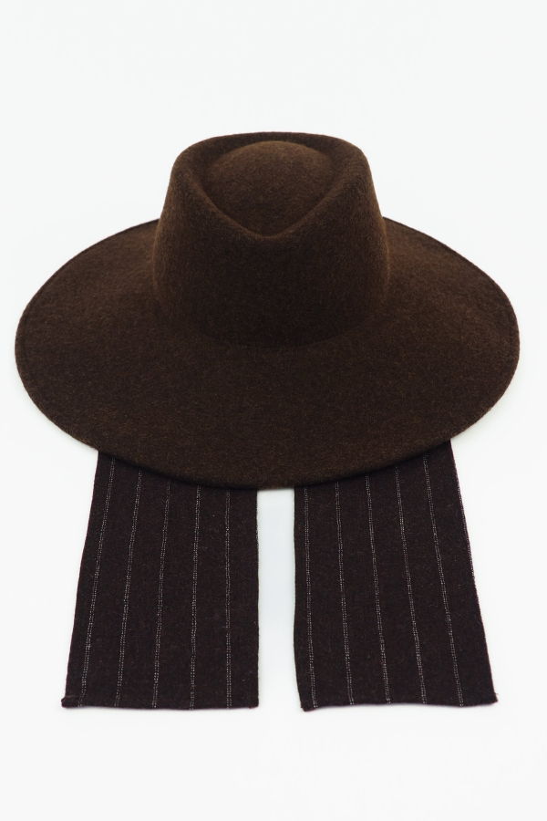Clyde Dai Hat w. Scarves - Brown Melange