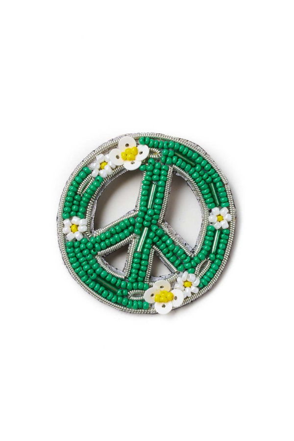 Matr Boomie Bala Mani Beaded Peace Brooch Pin Handmade