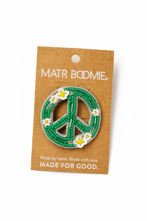 Matr Boomie Bala Mani Beaded Peace Brooch Pin Handmade