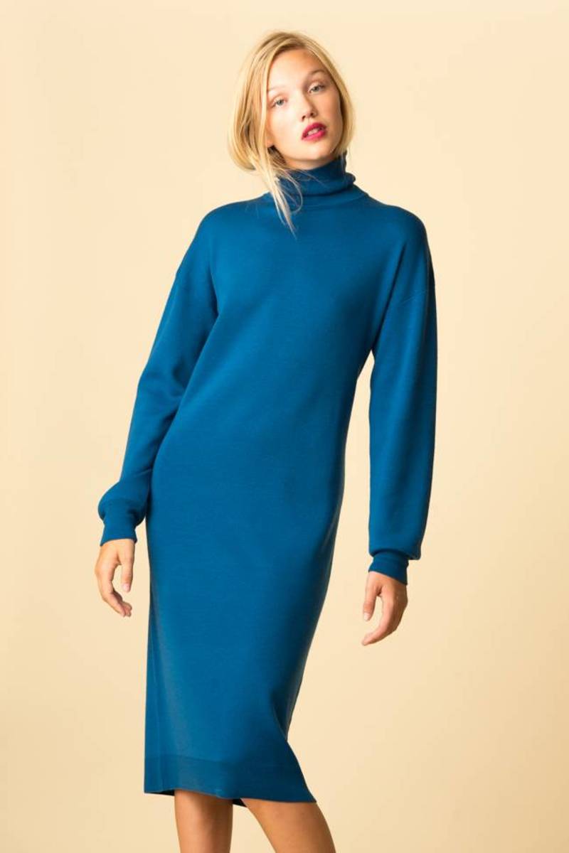 Tibi Merino Wool Sweater Tie Back Dress - Sky Blue Tibi Merino Wool Sweater Tie Back Dress - Sky Blue