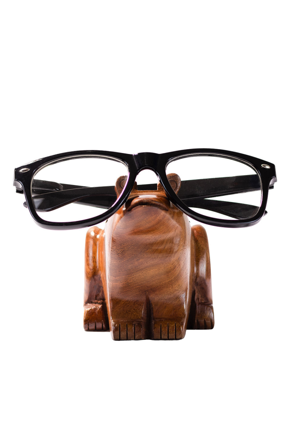 Matr Boomie Frog Eyeglass Holder Stand Hand-Carved Wood