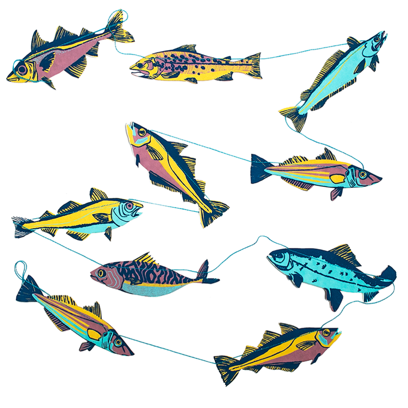 East End Press Fishes Sewn Garland