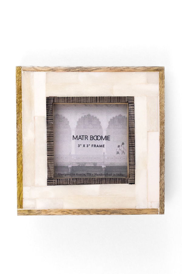 Matr Boomie Janaka 3x3 Picture Frame - Carved Bone and Horn