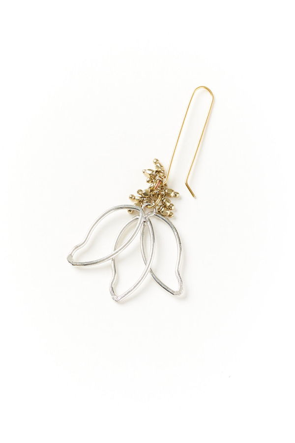 Matr Boomie Kairavini Lotus Petal Drop Earrings - Silver, Gold