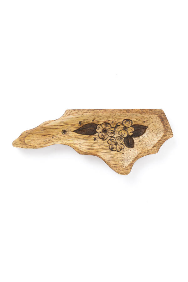 Matr Boomie North Carolina State Dogwood Trinket Dish Mango Wood