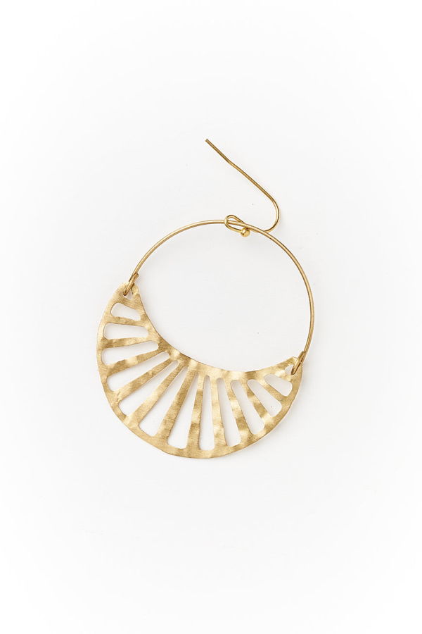 Matr Boomie Rajani Gold Hoop Earrings - Crescent Disc