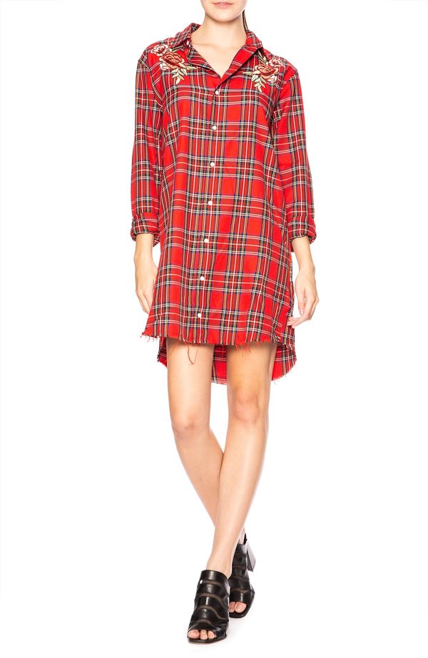 open lace back dress Online Vintage Store | 70's Red Plaid Dress
