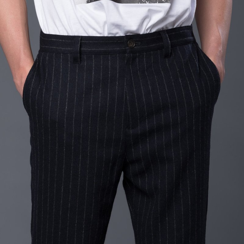 Gustav Von Aschenbach Striped Tweed Trousers - Black Pinstripe