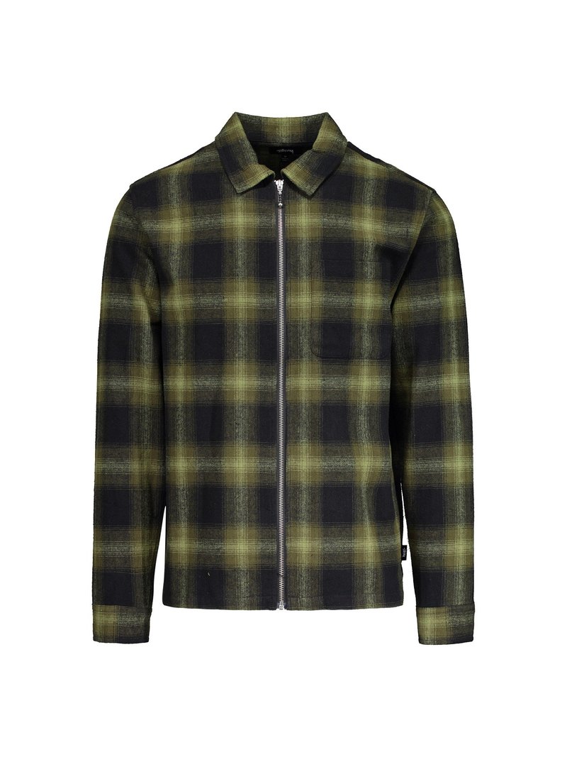 送料込STUSSY Zip Up Shadow Plaid Ls Shirt Stussy Zip up Shadow Plaid Long Sleeve Shirt - Green | Garmentory