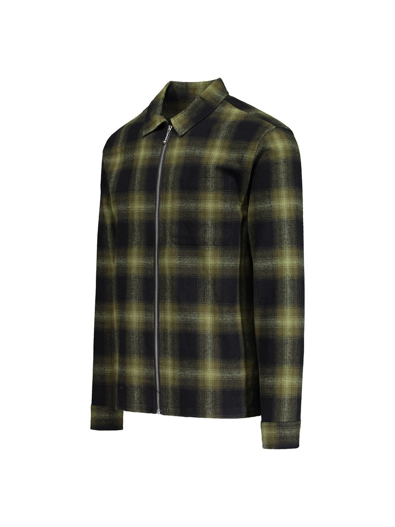 Stussy Zip up Shadow Plaid Long Sleeve Shirt - Green | Garmentory