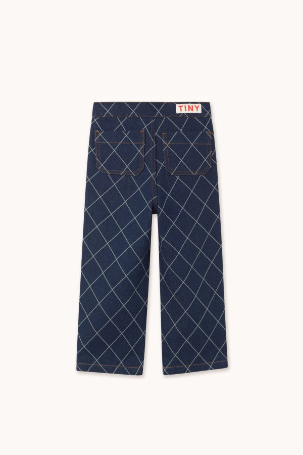 KIDS Tinycottons Diamond Pattern Fringe Denim Pant