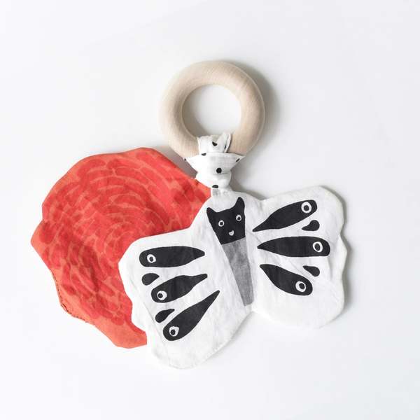 Wee Gallery Butterfly Crinkle Ring Teether