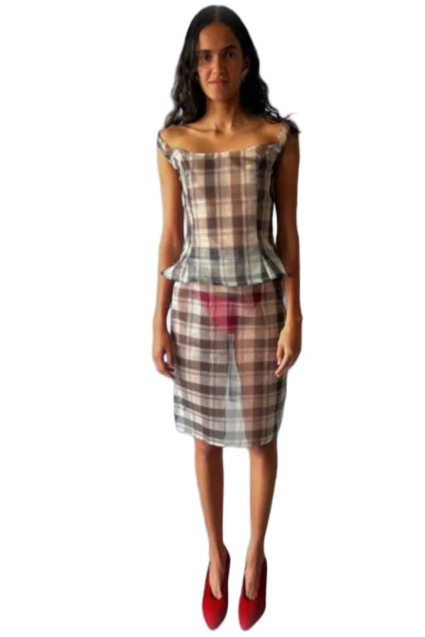 Michelle Del Rio Elena Skirt - Gray Check