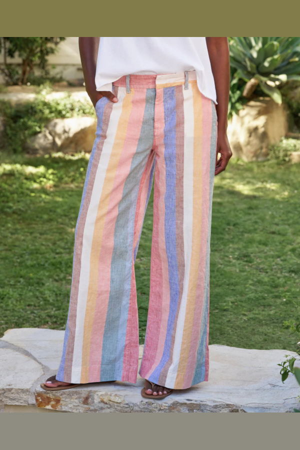 Frank & Eileen West Village NYC Wide-Leg Trouser - Cabana Stripe