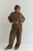 Wilhelmina Studio Foldover Linen Pant - Olive - Thumbnail 2
