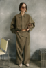 Wilhelmina Studio Foldover Linen Pant - Olive - Thumbnail 6