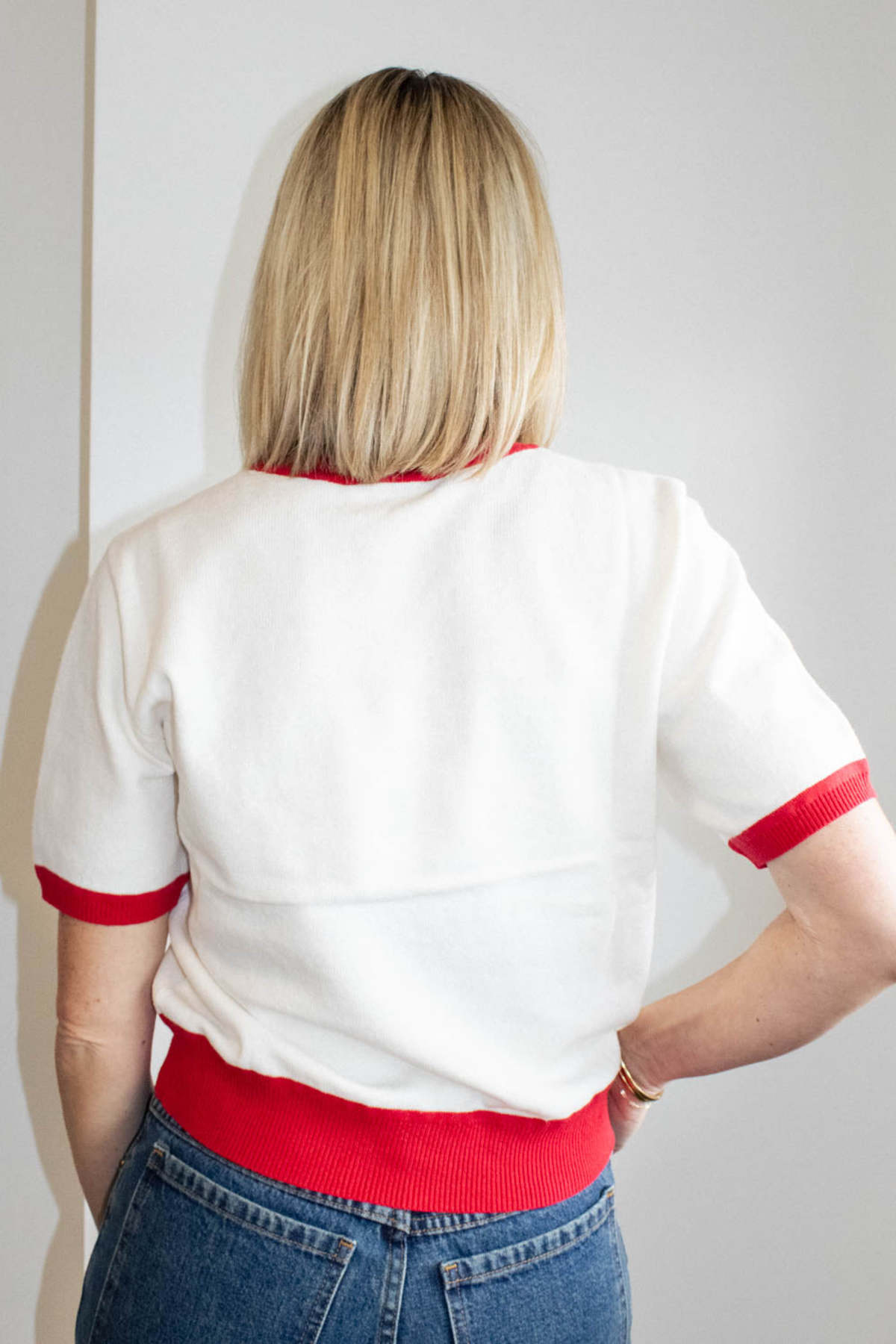 Ellsworth & Ivey Nebraska Short Sleeve Embroidery Sweater - Image 3 of 3