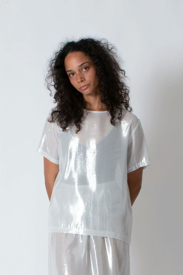 Conifer Shimmer Tee - White/Silver