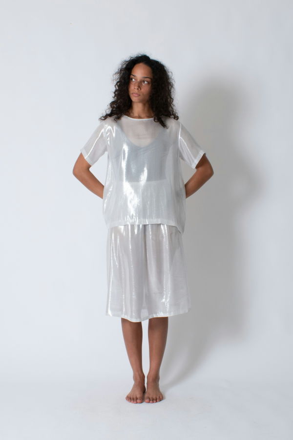 Conifer Shimmer Tee - White/Silver