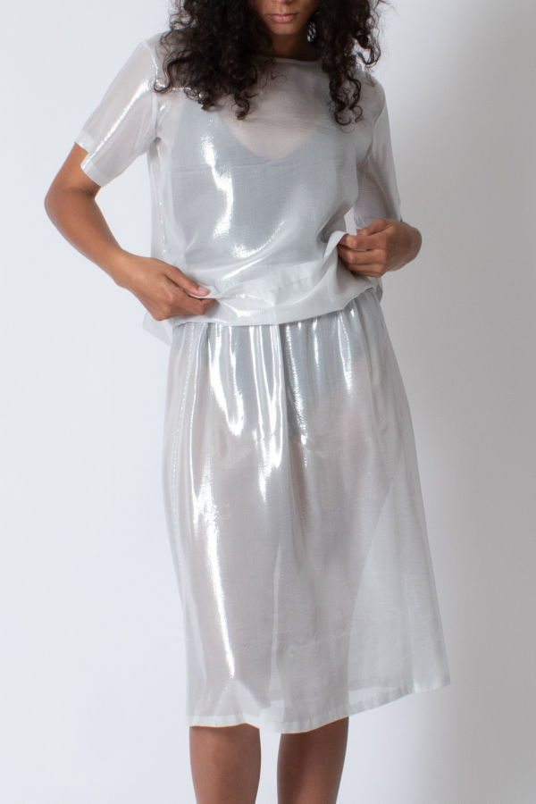 conifer Shimmer Skirt - White/Silver