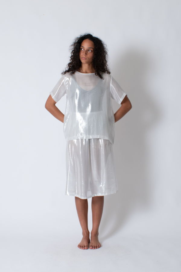 conifer Shimmer Skirt - White/Silver