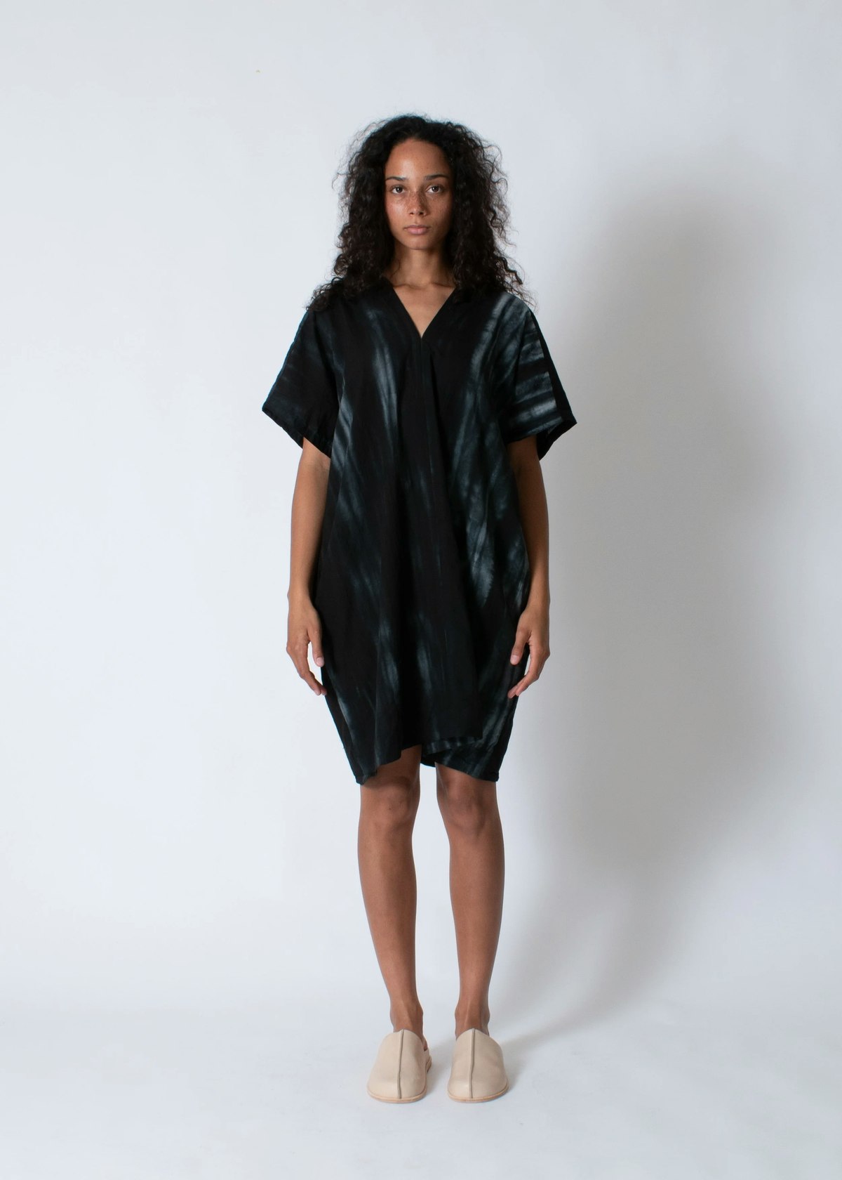 black tie dye dress Shibori Tie-Dye Cotton Gathered Maxi 58" / Regular (5'2" dye maxi dress Grand Marina Black Tie Dye