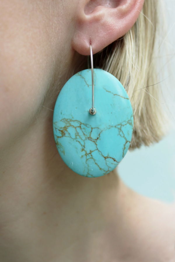 Turquoise Oval Balance Earrings