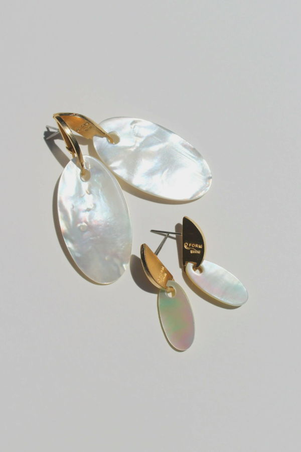 Mother of Pearl Swinging Oval Earrings - Small