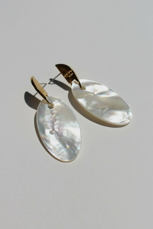 Mother of Pearl Swinging Oval Earrings