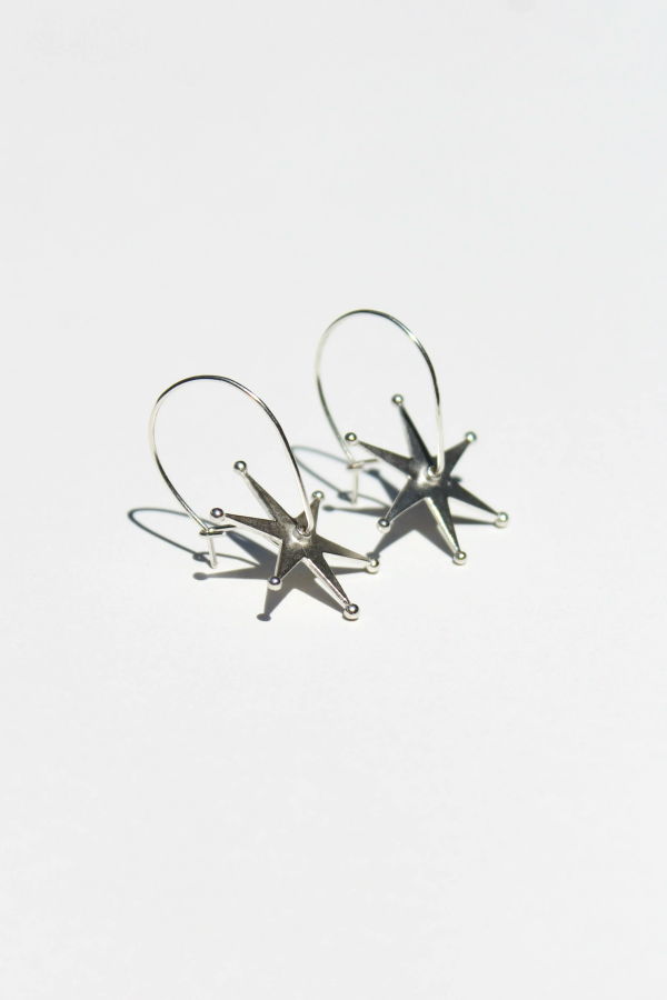 Silver Spinning Spur Earrings 