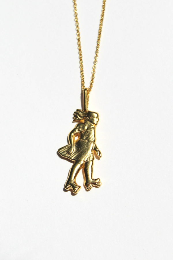Skating Girl Charm on 18" Chain