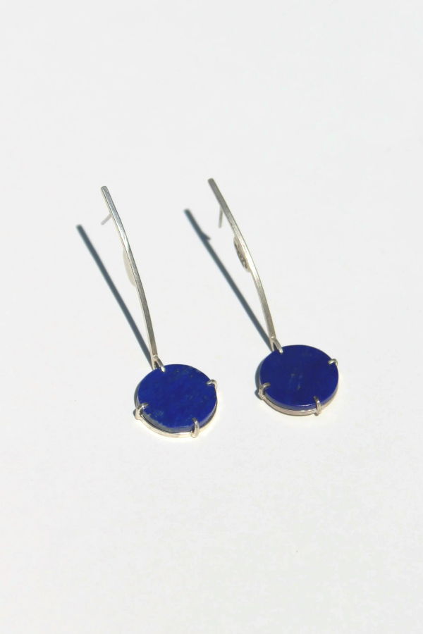 Note Earrings - Lapis Lazuli and Silver
